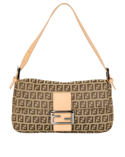 FF Zucca Baguette Shoulder Bag, Canvas, Brown, MII, DB, 2*